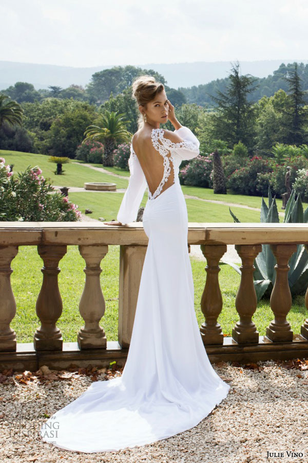 julie vino 2015 fall bridal provence nicole long bishop sleeves wedding dress back view
