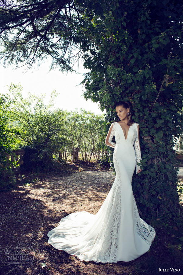 julie vino bridal fall 2015 provence marline illusion long sleeve sheath wedding dress deep v neckline julie vino bridal fall 2015 provence marline illusion long sleeve sheath wedding dress deep v neckline