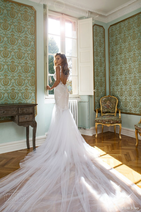 julie vino fall 2015 provence bridal collection lindsay sleeveless mermaid wedding dress back view train julie vino fall 2015 provence bridal collection lindsay sleeveless mermaid wedding dress back view train