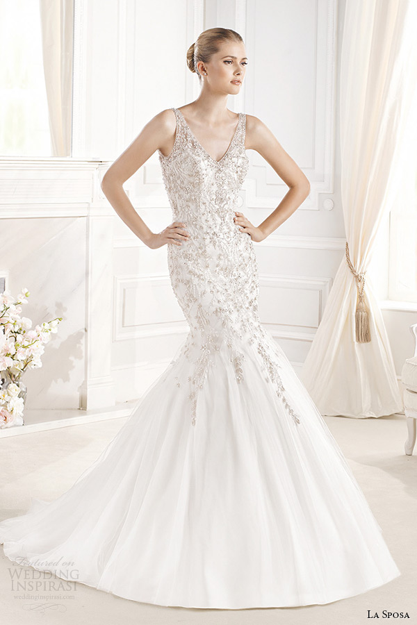 la sposa bridal 2015 wedding dress sleeveless v neck mermaid wedding gown erlinda