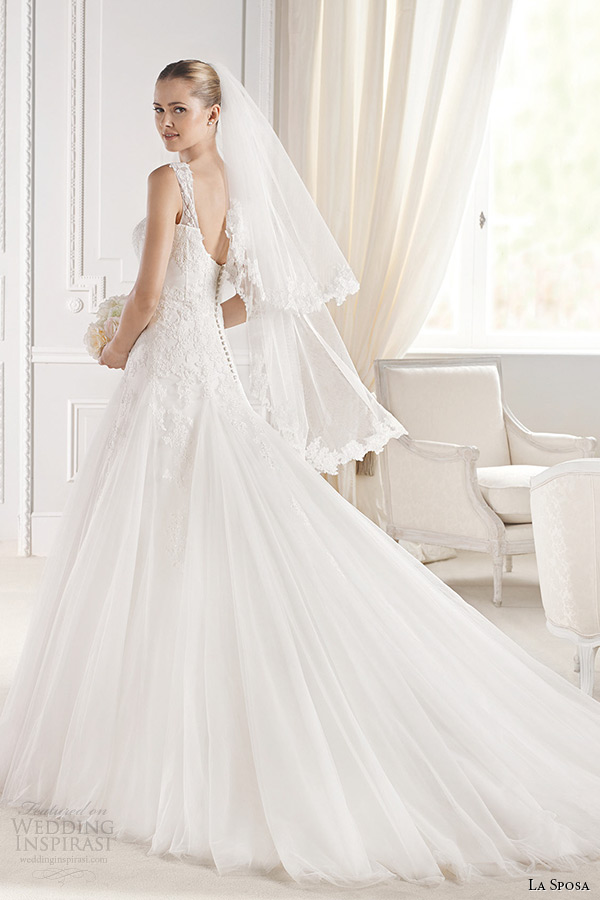 la sposa bridal 2015 wedding dress with straps sleeveless sweetheart neckling a line chapel train wedding gown elmina