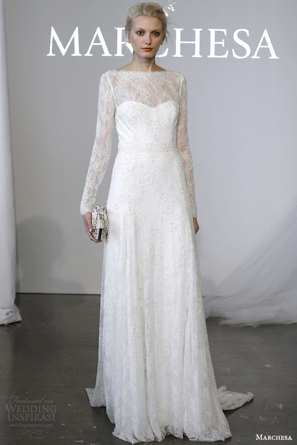 marchesa bridal spring 2015 long sleeve lace wedidng dress