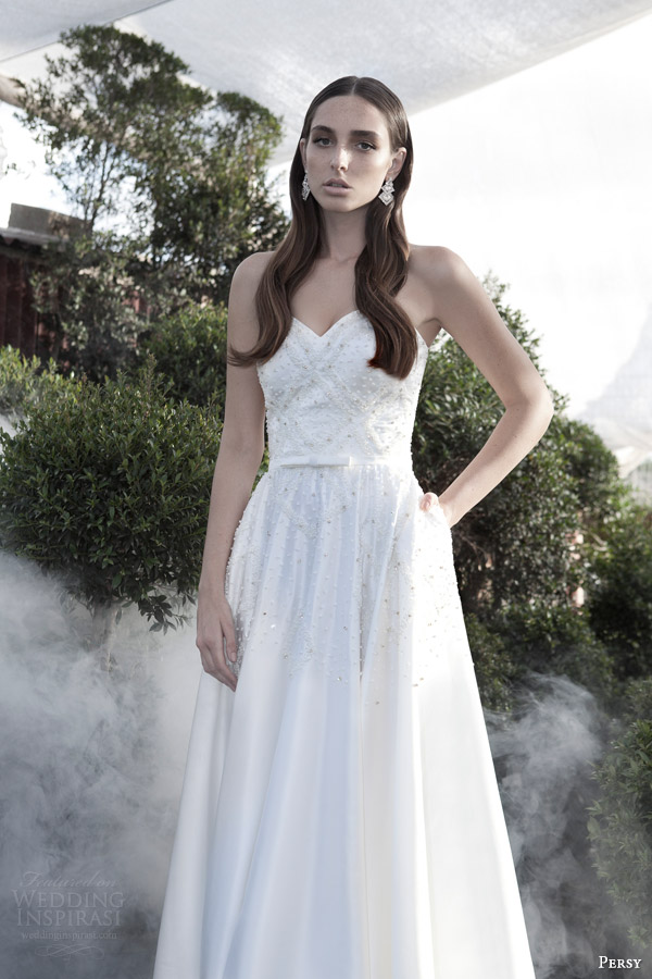 persy bridal 2015 strapless wedding dress sweetheart neckline beaded bodice