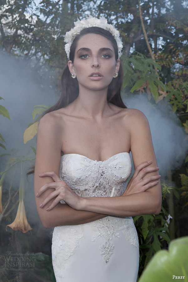 persy bridal spring 2015 strapless sheath wedding dress