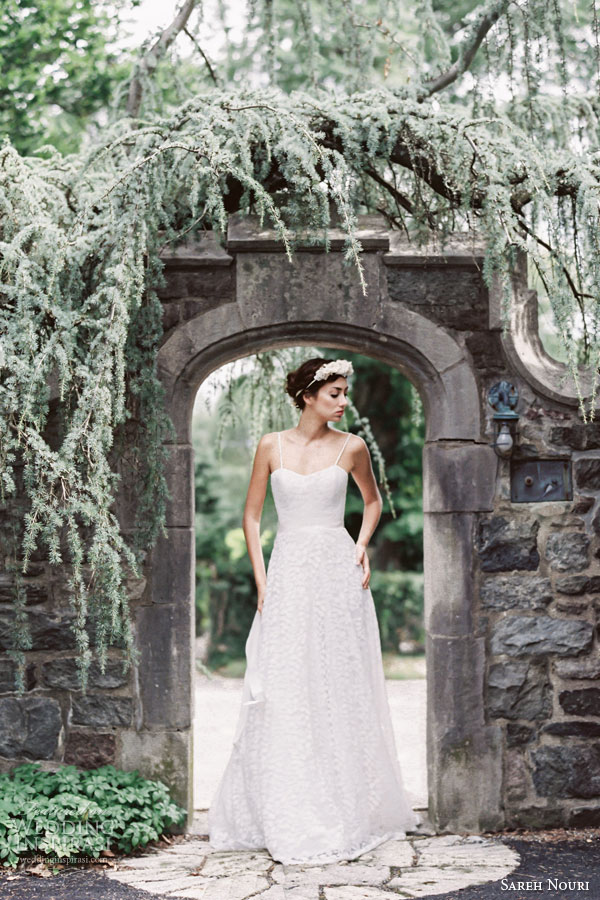 sareh nouri bridal fall 2015 coco soft a line lace gown delicate straps sareh nouri bridal fall 2015 coco soft a line lace gown delicate straps