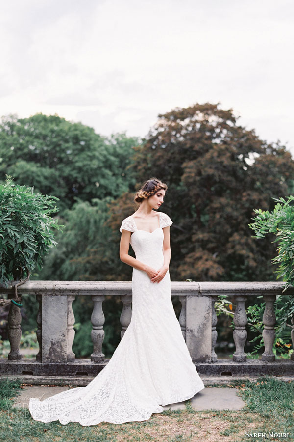 sareh nouri bridal fall 2015 robin trumpet lace wedding dress cap sleeves sweetheart neckline sareh nouri bridal fall 2015 robin trumpet lace wedding dress cap sleeves sweetheart neckline