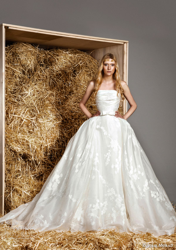 zuhair murad bridal spring 2015 shelby strapless ball gown wedding dress bow waist