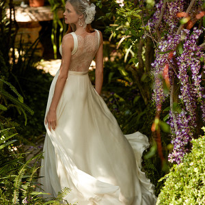 bhldn spring 2015 bridal sleeveless plunging neckline lace inset lace sheer back a line wedding dress angel