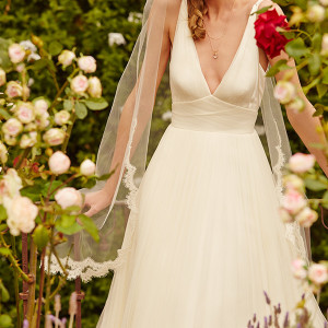 bhldn spring 2015 bridal sleeveless plunging v neckline silk tulle netting ivory a line wedding dress aimee