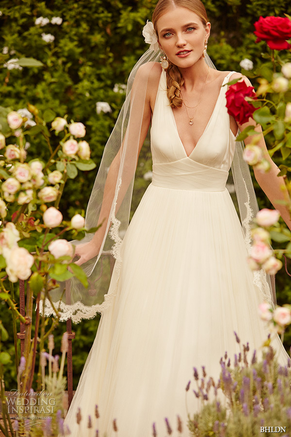 bhldn spring 2015 bridal sleeveless plunging v neckline silk tulle netting ivory a line wedding dress aimee
