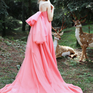 bridal amore tiglily spring summer 2015 angel amore japan wedding dress strapless coral pink gown style c130