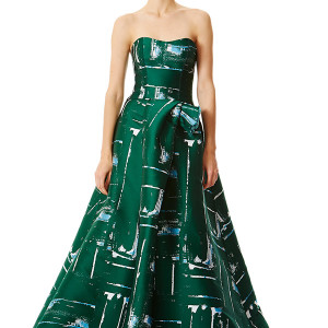 carolina herrera prefall 2015 dresses strapless green ball gown