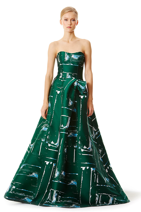 carolina herrera prefall 2015 dresses strapless green ball gown