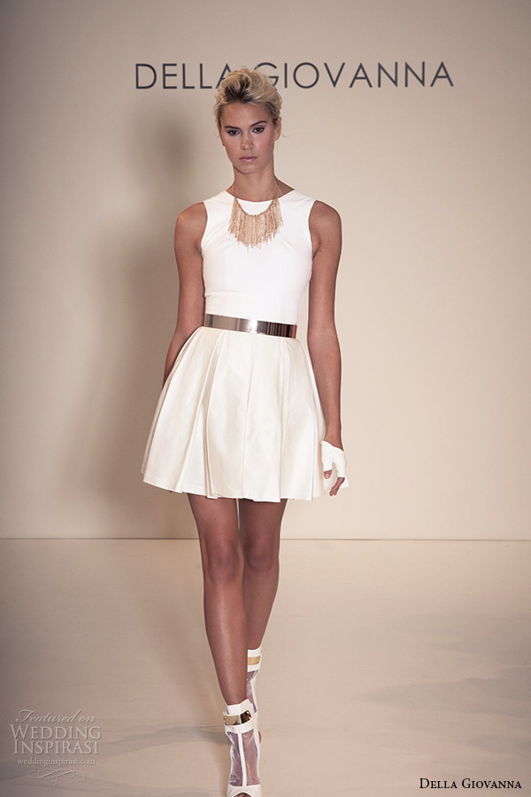 della giovanna wedding dress 2015 bridal leather jewel neckline blouse morgan kiss pleat mini skirt sydney