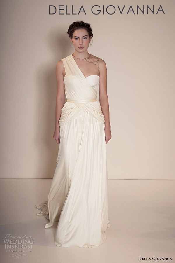 della giovanna wedding dress 2015 bridal silk knit jersey one shoulder draped corset zoey silk knit jersey gercian draped skirt sarah runway