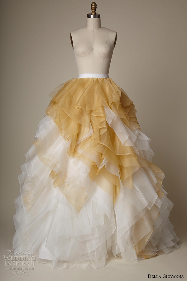 della giovanna wedding dress 2015 bridal silk organza a line skirt with ombre ruffles rose