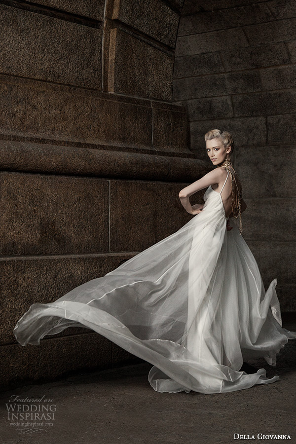 della giovanna wedding dress 2015 bridal sleevless silk organza pleated trapeze gown model alexandria back