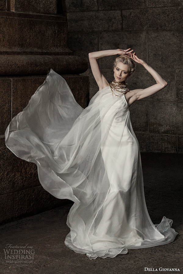 della giovanna wedding dress 2015 bridal sleevless silk organza pleated trapeze gown model alexandria