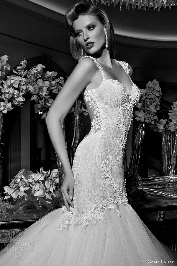 galia lahav 2015 jazz age wedding dress embroidered strap corset bodice blush ivory detachable tullet skirt train mermaid bridal gown loretta 1507 closeup