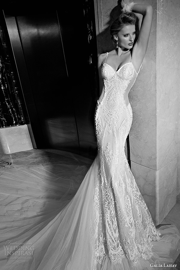 galia lahav 2015 jazz age wedding dress spagetti strap sweetheart neckline corset bodice blush ivory fit flare art deco bridal gown greta garbo 1505