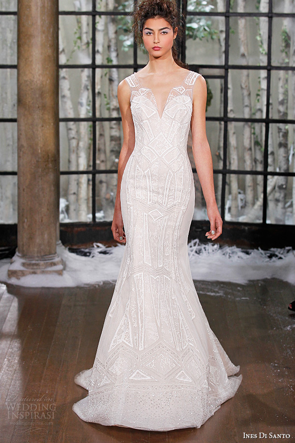 ines di santo fall winter 2015 couture wedding dress sleeveless deep sweetheart neckline seville