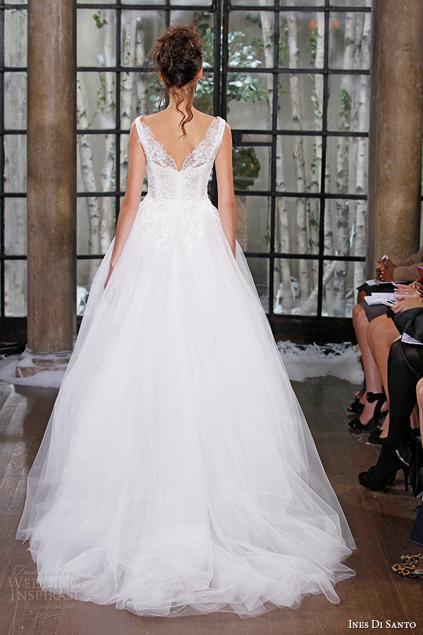 ines di santo fall winter 2015 couture wedding dress sleeveless plunging neckline tulle ball gown nimes back