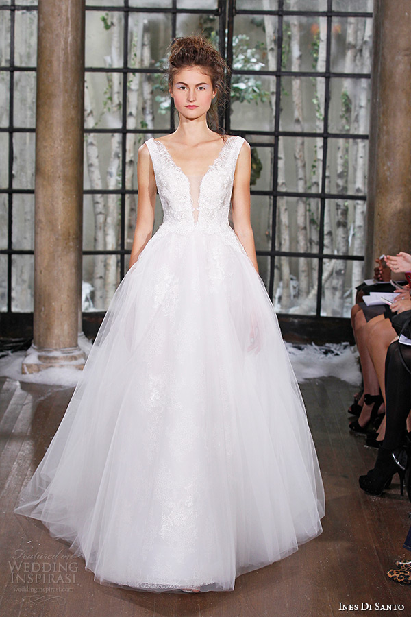 ines di santo fall winter 2015 couture wedding dress sleeveless plunging neckline tulle ball gown nimes