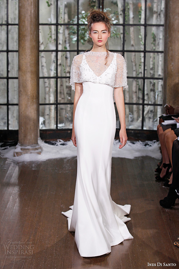 ines di santo fall winter 2015 couture wedding dress sleeveless v neckline sheath bridal gown limoges