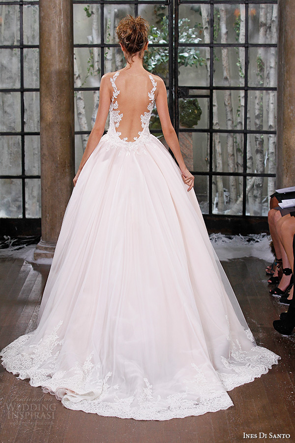 ines di santo fall winter 2015 couture wedding dress strapless pink fit flare bridal gown illusion back barcelona back