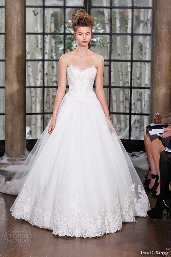 ines di santo fall winter 2015 couture wedding dress strapless sweetheart neckline bridal ball gown chapel train palermo