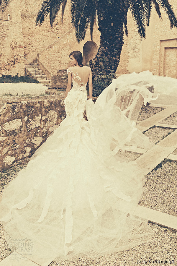 julia kontogruni bridal 2015 wedding dress one shoulder jeweled strap sweetheart neckline embroidered mermaid gown cathedral train back julia kontogruni bridal 2015 wedding dress one shoulder jeweled strap sweetheart neckline embroidered mermaid gown cathedral train back