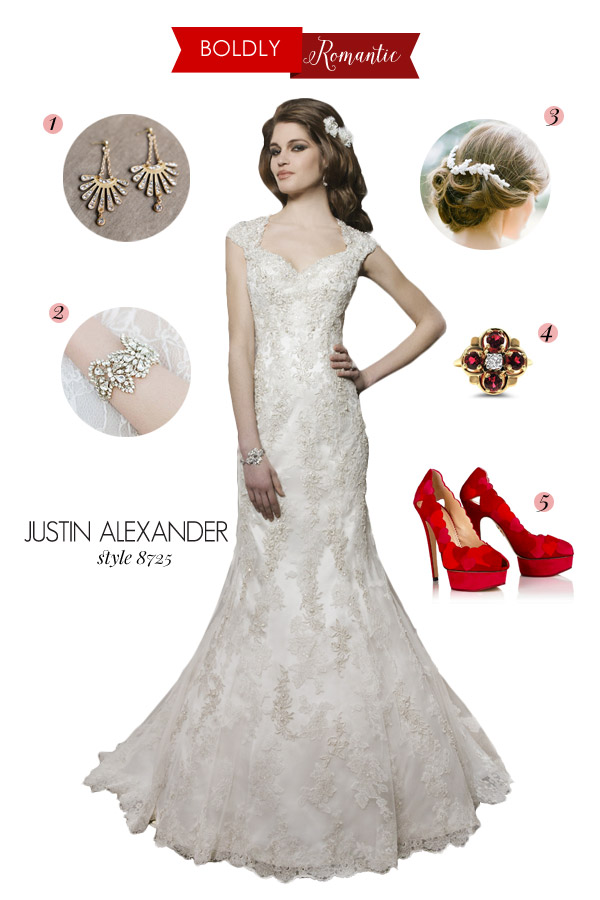 justin alexander wedding dress style 8725 queen anne neckline bold romantic bridal inspiration style board