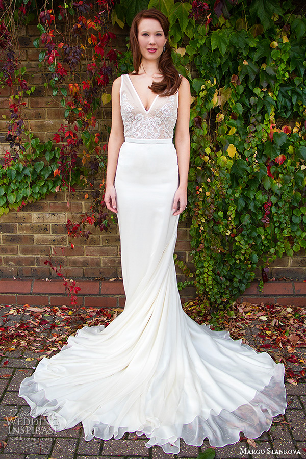 margo stankova 2015 bridal wedding dresses sleeveless ivory v neckline beaded lace silk chiffon sheath gown christina margo stankova 2015 bridal wedding dresses sleeveless ivory v neckline beaded lace silk chiffon sheath gown christina