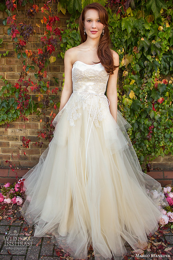 margo stankova 2015 bridal wedding dresses strapless sweetheart neckline spale peach tullet net beaded lace a line gown peony margo stankova 2015 bridal wedding dresses strapless sweetheart neckline spale peach tullet net beaded lace a line gown peony