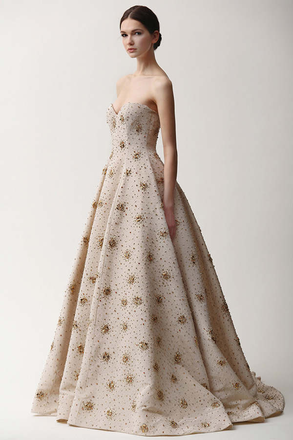 naeem khan prefall 2015 couture dresses strapless sweetheart neckline beaded embroidery ball gown