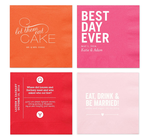 personalized napkin designs quotes quiz orange pink color wedding paper divas