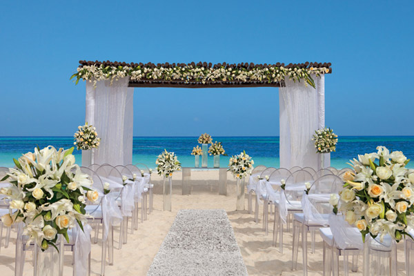 secrets capri riviera cancun mexico destination wedding setup sugar white sand beach caribbean sea