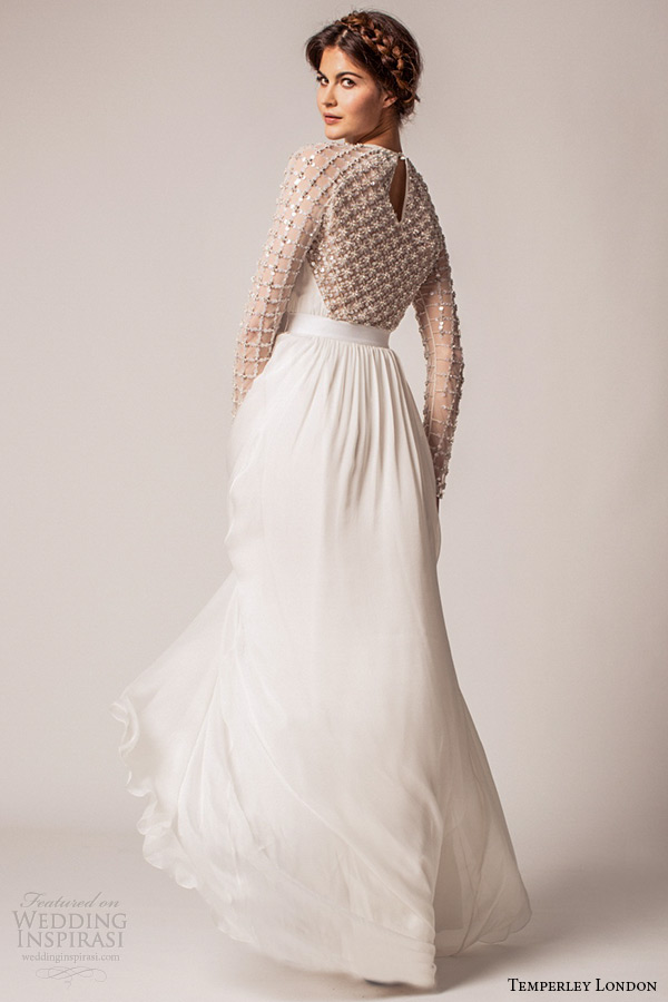 temperley london winter 2015 wedding dress bridal long sleeves beaded top a line gown angeli lattice