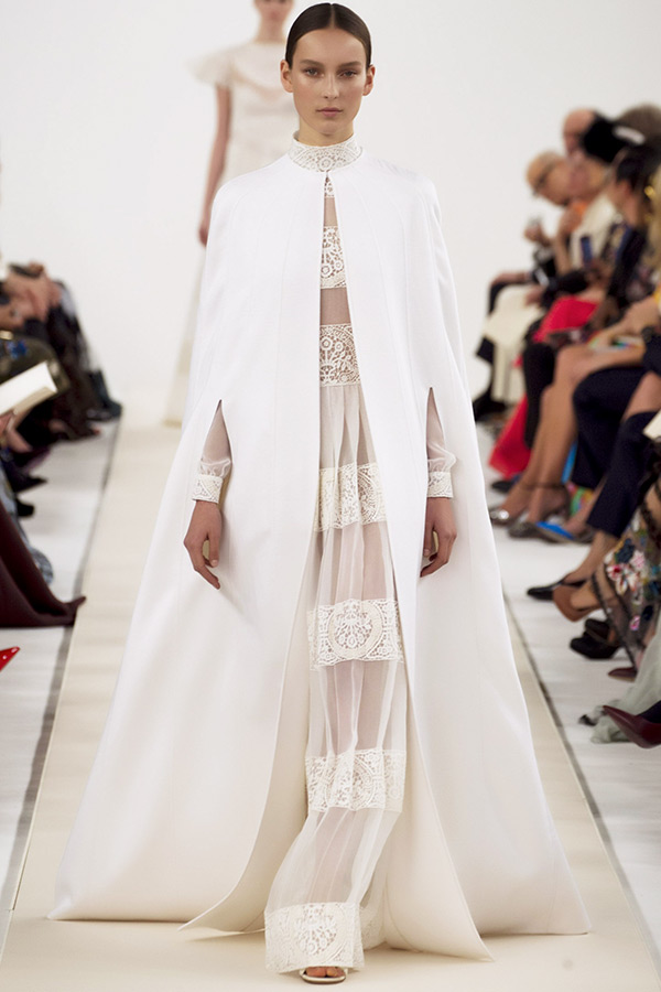 valentino sala bianca couture dresses high neck sheer long sleeves gown with cape