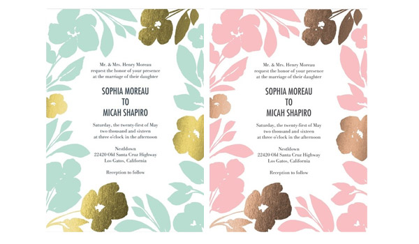 wedding paper divas stunning silhouettes wedding invitations mint green gold pink rose gold