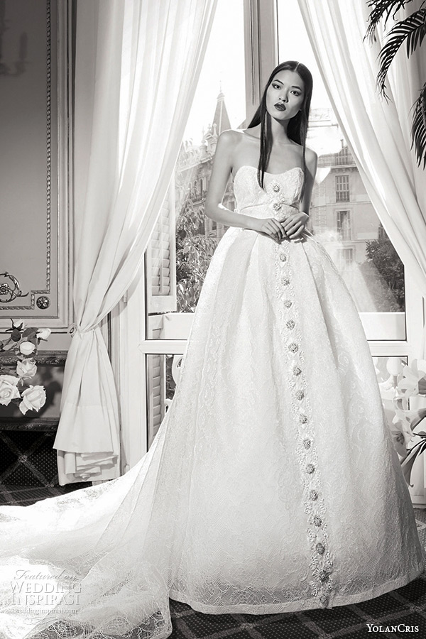 yolancris bridal fall 2016 haute couture wedding dress strapless semi sweetheart neckline ball gown with chapel train rubi front yolancris bridal fall 2016 haute couture wedding dress strapless semi sweetheart neckline ball gown with chapel train rubi front