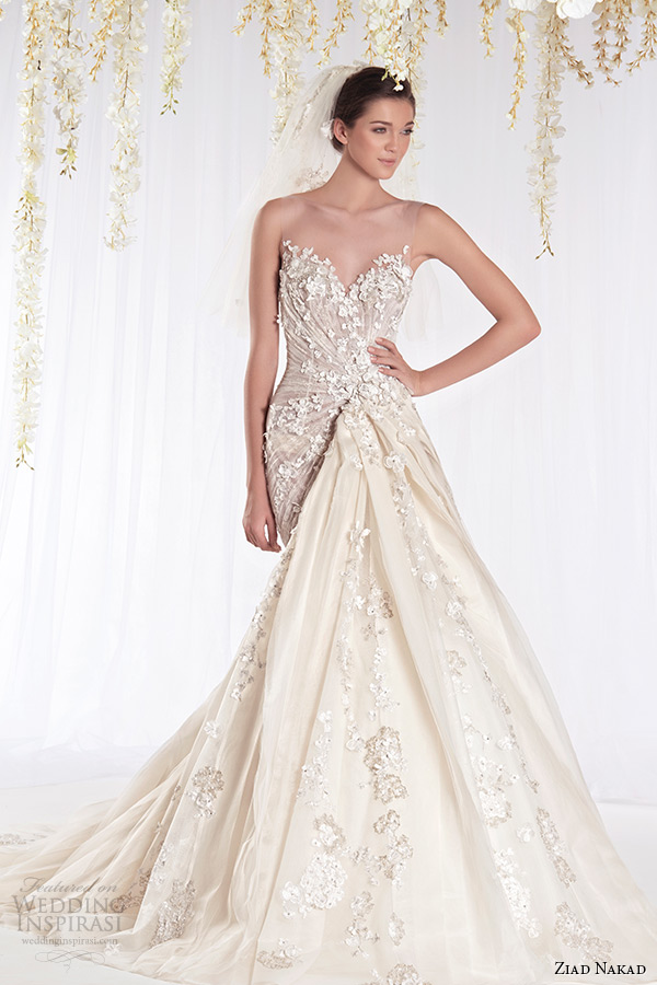 ziad nakad 2015 haute couture bridal wedding dress strapless sweetheart neckline mermaid gown chapel train