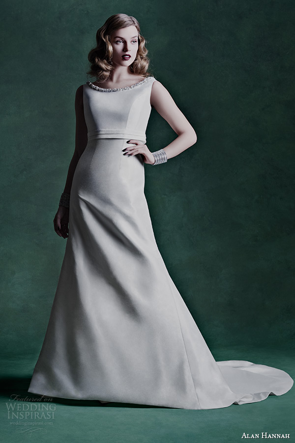 alan hannah wedding dress 2015 melissa thai silk bridal gown sleeveless hand beaded boat neckline belt a line skirt