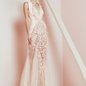 basil soda couture 2015 dresses sleeveless plunging neckline filigree sheath gown
