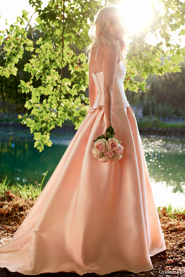 cymbeline bridal 2015 isar pink color strapless ball gown wedding dress