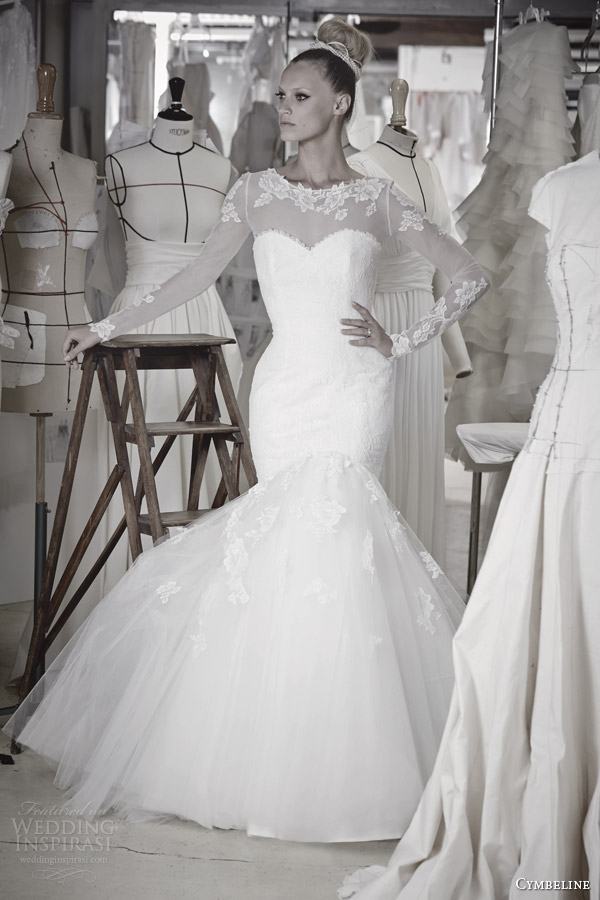cymbeline wedding dresses 2015 bridal indila mermaid wedding dress illusion long sleeves