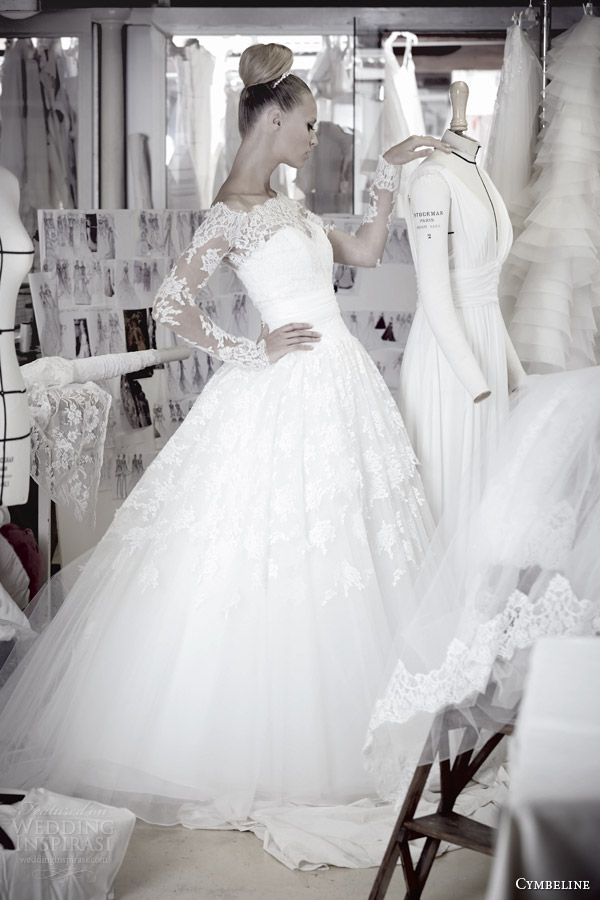 cymbeline wedding dresses 2015 bridal ironie lace ball gown wedding dress long sleeve illusion bodice