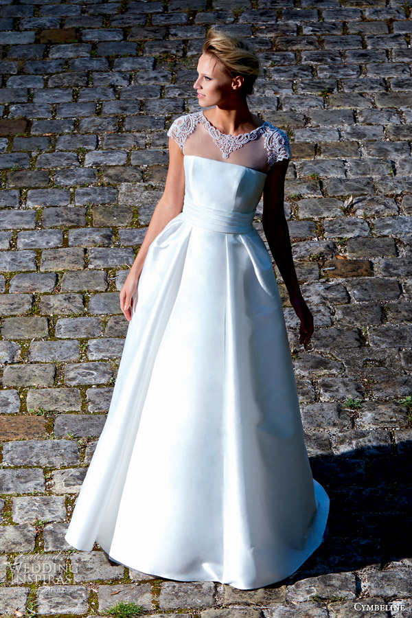 cymbeline wedding dresses 2015 bridal italie cap sleeve ball gown illusion high neckline
