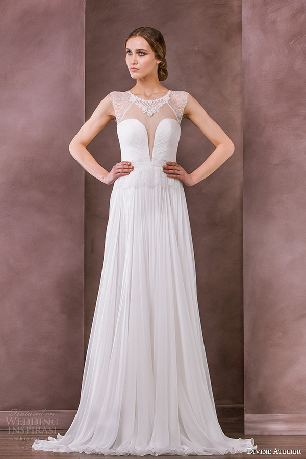divine atelier wedding dress 2015 bridal illusion jewel neckline a line gown sienna