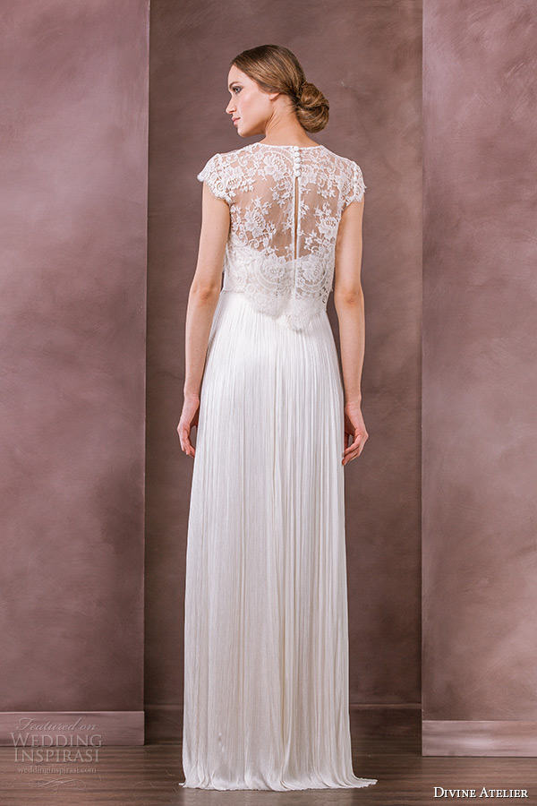 divine atelier wedding dress 2015 bridal lace cap sleeves jewel neckline bolero aria back